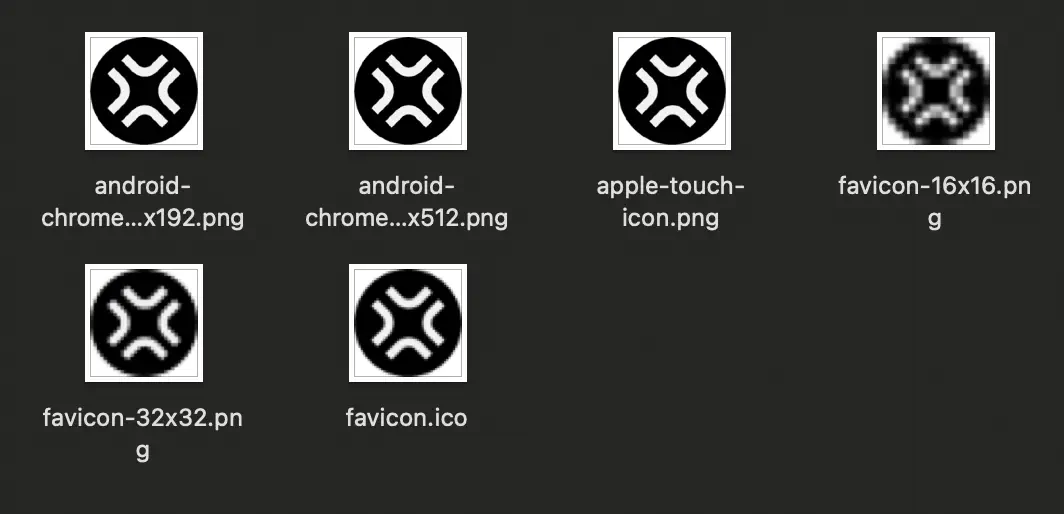 static 폴더 내부에 favicon.ico, apple-touch-icon.png 등 다양한 파비콘 파일들이 위치한 모습을 보여주는 스크린샷
